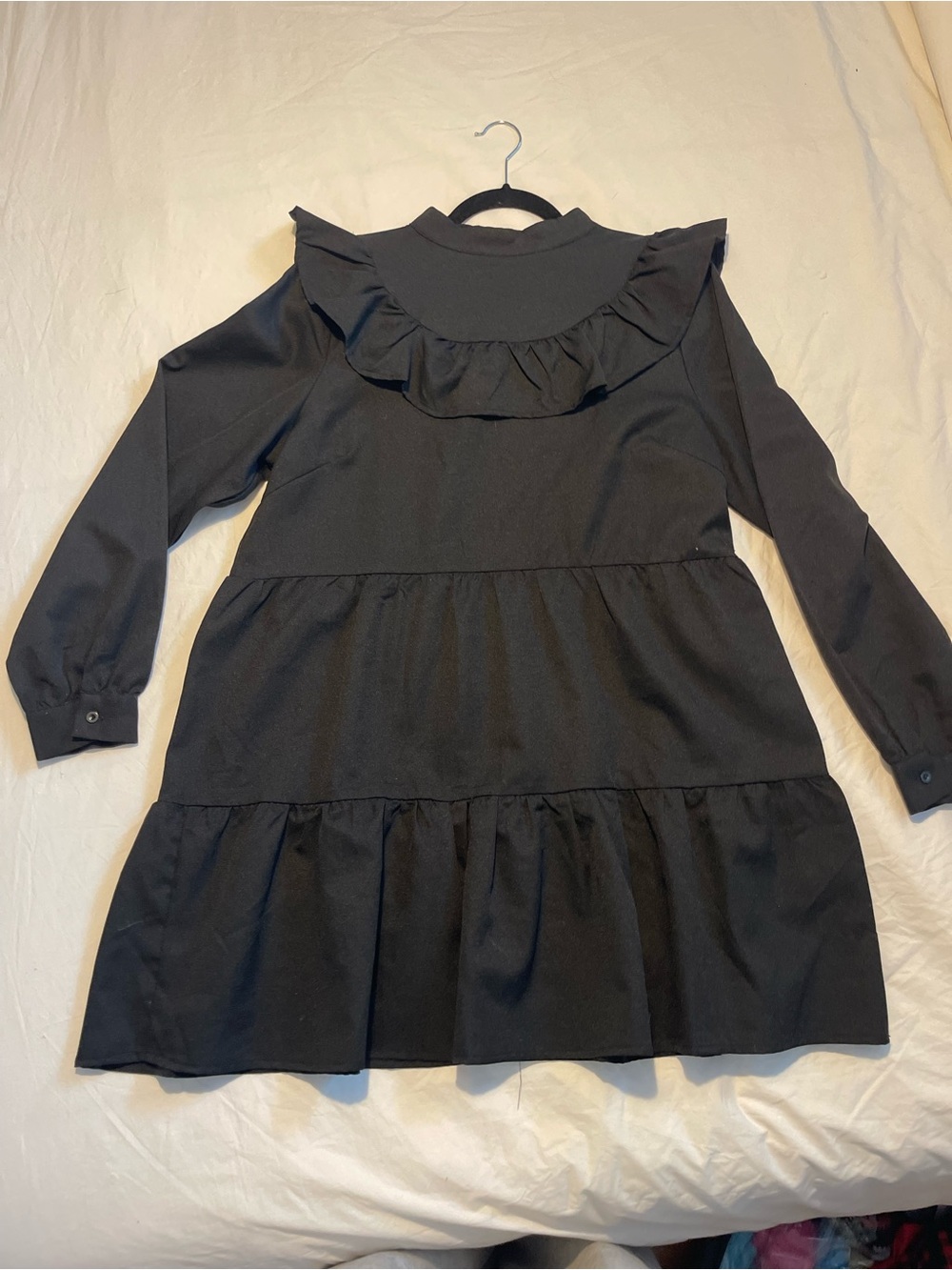 Vintage Nasty Gal Collection Black Ruffle Tiered Mini Dress Size 10
